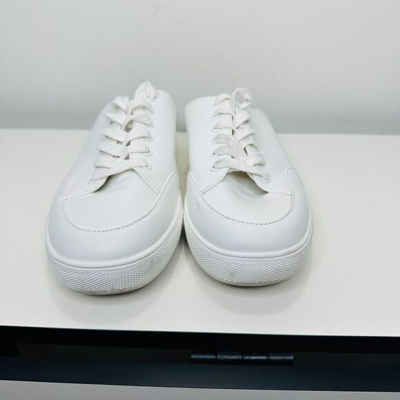 Susina White Leatherette Brynlee Closed Toe Slide-In Casual Mule Sneakers 9 - Picture 3 of 14